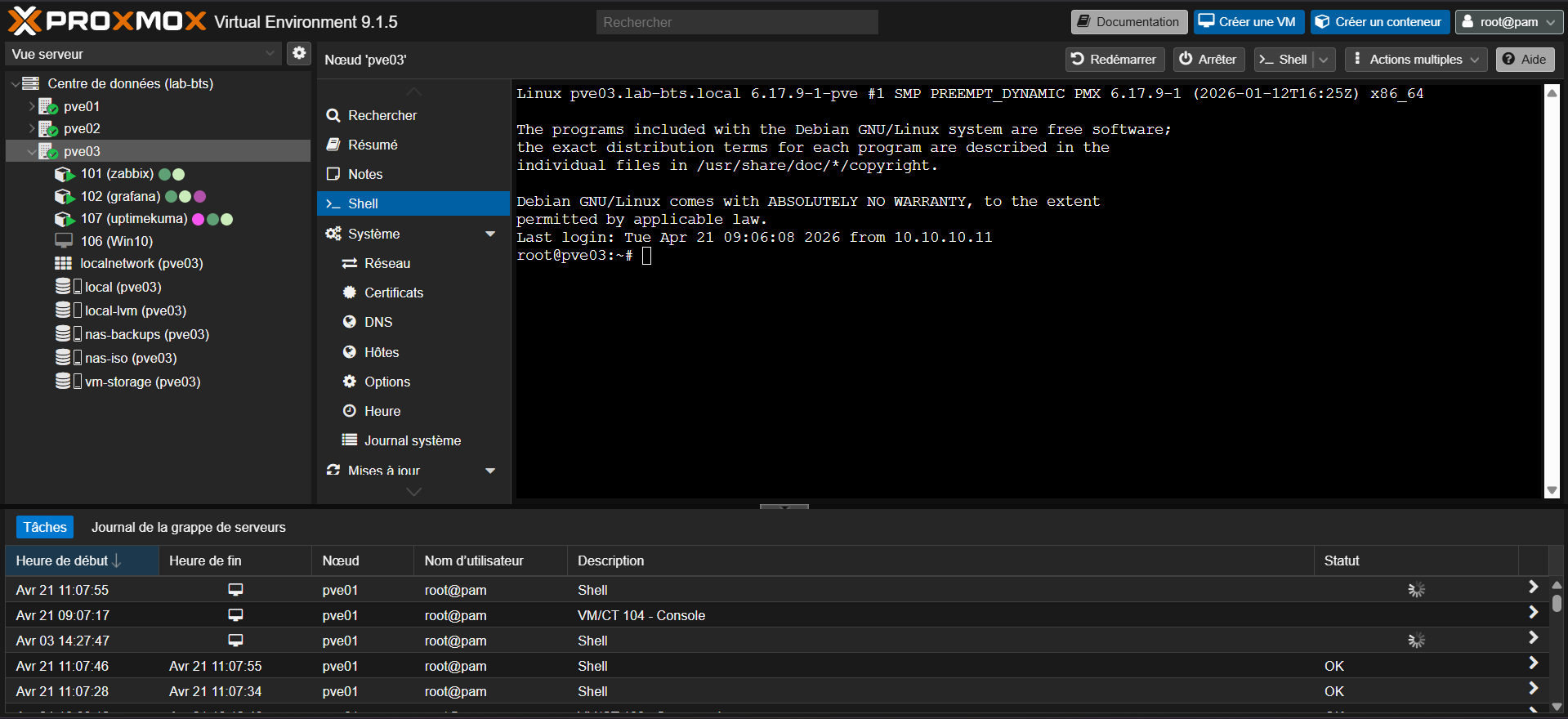 Interface Proxmox avant installation